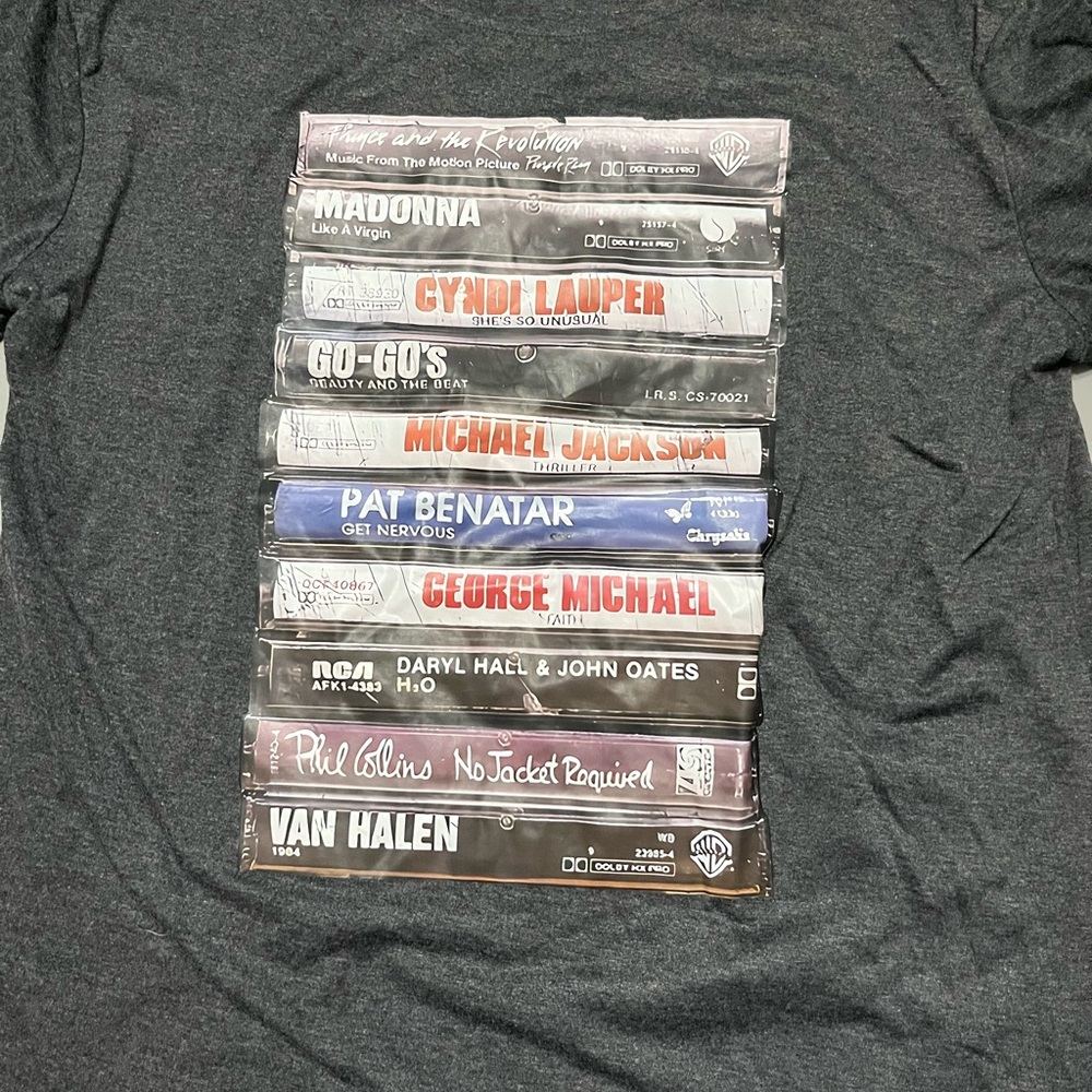 Graphic Charcoal Gray women’s T-Shirt Madonna, Cyndi lauper Michael Jackson,